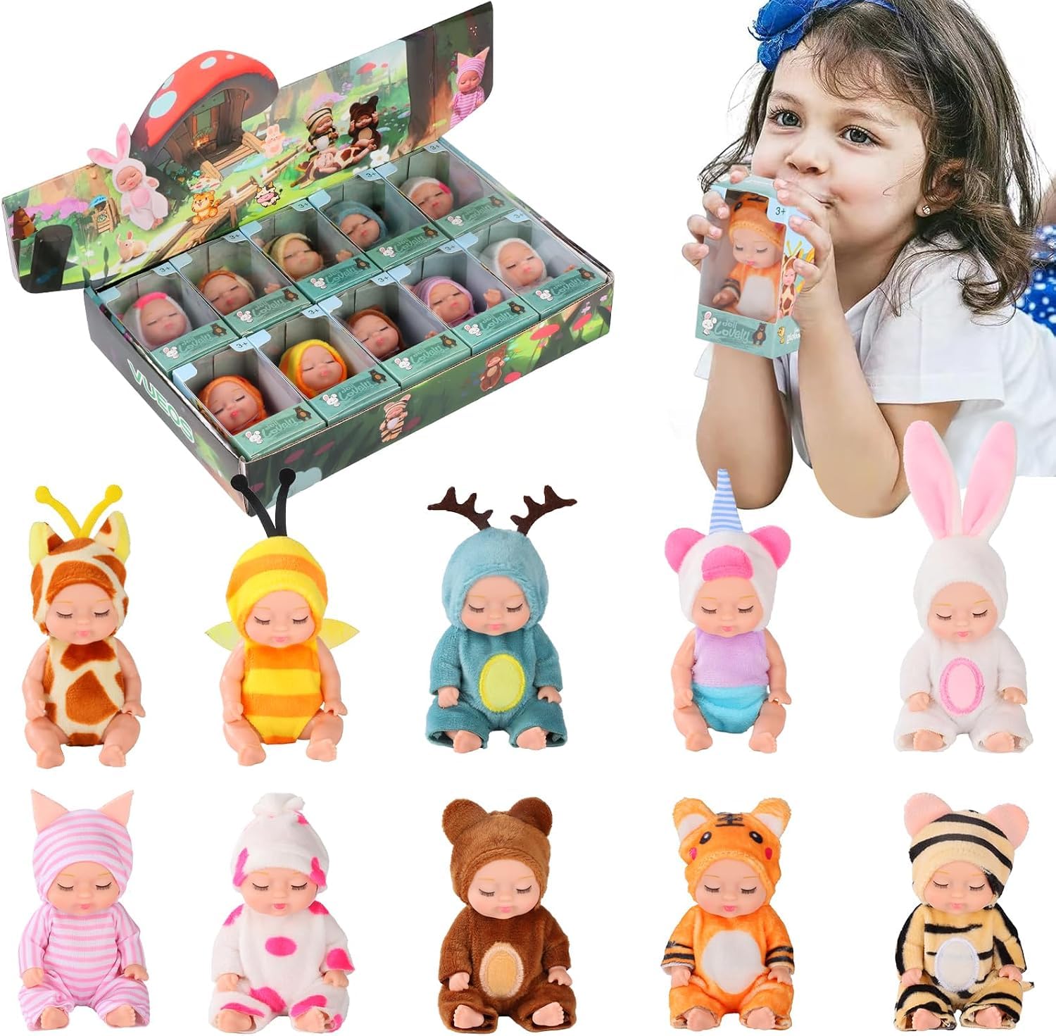 Amazon.com: Vueos 10 Pcs 4 Inch Mini Reborn Baby Dolls Set with